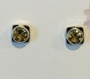 Orecchini a perno in argento sterling citrino nuovi - Foto 1 di 2