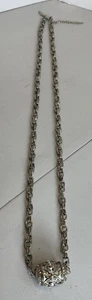 Ann Taylor silberfarben Strass Fass Anhänger Halskette Kette einzigartig 30” 3” ext - Bild 1 von 18