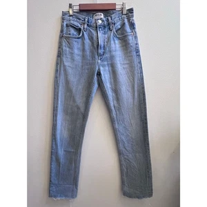 AGOLDE Riley High Long Rise Straight Leg Jeans Raw Hem Blau Damen 25 (29x30)  - Bild 1 von 10