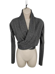 ALLSAINTS SMALL GREY CARDIGAN JUMPER PIRATE STRIPE WRAP CASUAL WOOL KNIT WOMENS - Picture 1 of 6