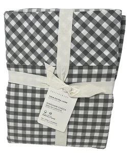 Pottery Barn Gingham Check Sheet Set_Twin XL_Gray_NWT_T#H - Picture 1 of 10