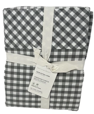 Pottery Barn Gingham Check Sheet Set_Twin XL_Gray_NWT_T#H - Image 1 of 4