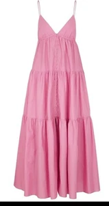 MATTEAU SOLD OUT $480 TIERED PINK COTTON RARE MAXI DRESS US2 - Picture 1 of 7