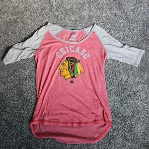 Majestic Chicago Blackhawks Womens Medium Round Neck Lightweight Top - Picture 1 of 7