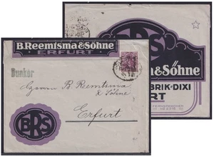 75496) Herrlicher Reklame-Umschlag ERFURT Reemstma Zigarettenfabrik 1921 - Bild 1 von 3