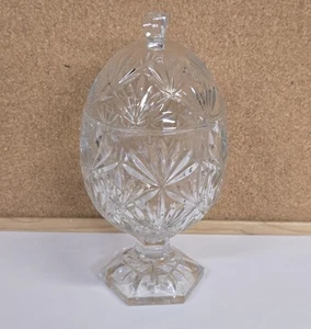 Plato de caramelo con pedestal en forma de huevo de vidrio cortado con tapa - Imagen 1 de 17