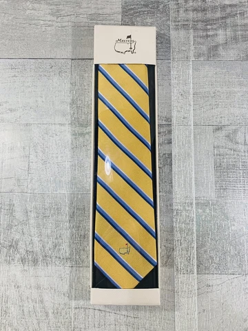 The Masters Yellow Blue Neck Tie August National Golf Club Exclusive NEW In Box Cover