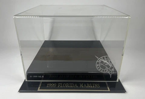 Vintage 1999 Florida Marlins Hat Display Case with Plaque Cover