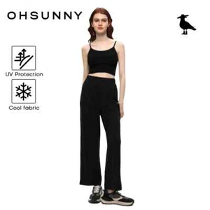 OH! Women's Wide-Leg Pants Ice Feeling Baggy Casual High-Waisted Trousers UPF50+ - Picture 1 of 11
