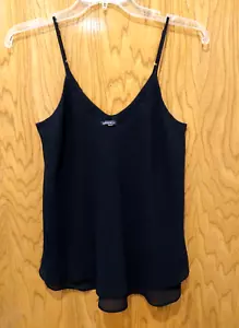Rosette by Be Cool blouse *L Spaghetti straps Simi-sheer Black Polyester EUC - Picture 1 of 3