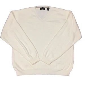 VanHuesen Sweater Mens Medium Ivory V- Neck Pullover - Picture 1 of 7