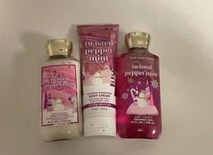 Bath & Body Works TWISTED PEPPERMINT Lote Loción Corporal, Crema Corporal, Gel de Ducha Nuevo - Imagen 1 de 3