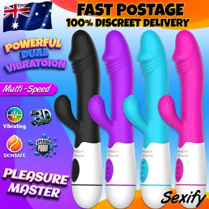 Multi Speed G Spot Dildo Rabbit Vibrator Vaginal Anal Clit Female Wand Sex Toy - Picture 1 of 24