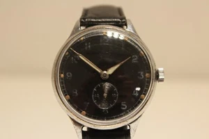 VINTAGE RARE EARLY CLASSIC GERMANY MEN'S WATCH "THIEL" (RUHLA) 15 J./BLACK DIAL - Picture 1 of 10