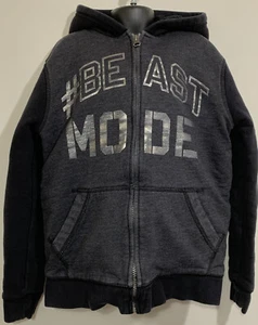 Children’s Place Hoodie Boys 10-12 L Black #Beast Mode Zip Hood Thick Lining - Picture 1 of 9