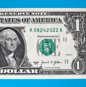 August 24, 2022 (К 08242022 A) BIRTHDAY Note $1 One Dollar Bill *UNC* - Picture 1 of 4