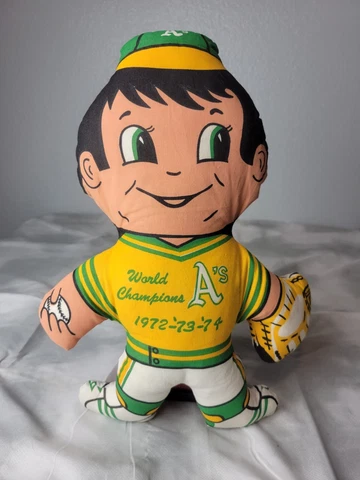 Vintage Oakland Athletics Plush, World Champions Doll, 1974, Oakland A's, MLB Cover
