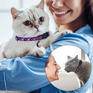 Glow Moon Star Cat Collar Adjustable Patch Collar Charming Patterns Comfortable - Picture 1 of 5