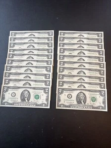 20 ($2) TWO DOLLAR BILLS VERY LIGHTLY CIRCULATED  - 2013 Series - Picture 1 of 3