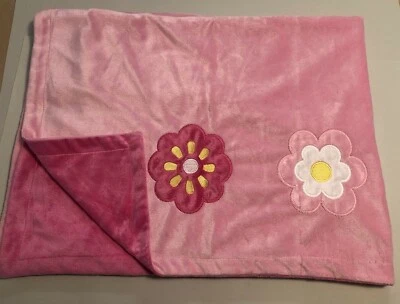 Dwell Studio Hot Pink Velour Plush Baby Blanket Flowers Daisy 2 Ply No Tag VGUC - Image 1 of 3