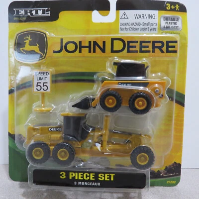 Ertl John Deere 3 Pc Set Loader, Road Grader, Road Sign  1/64 JD-35607-7HG-P2 - Image 1 of 4