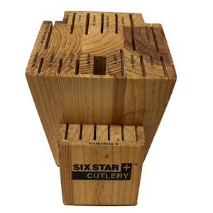 Ronco SIX STAR + Cubiertos 20 Ranuras Cuchillos para Carne 14 Cuchillos Bloque Madera Maciza Etiquetado - Imagen 1 de 8