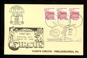 US FDC #2452 Vann's Circus / LGS Card 1990 Syracuse NY Wagon 1st Unofficial - Picture 1 of 2