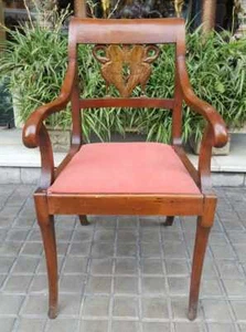 SESSEL MAHAGONIHOLZ. EMPIRE STYLE. SPANIEN. UM 1820. - Bild 1 von 3