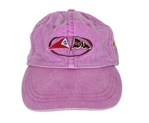 Adams Faded Pink Denim Embroidered Logo & Date Leather Strap Back Hat Cap - Picture 1 of 4