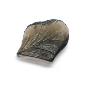 42.40 CTS 1 PCS LEAF SHAPE CARVING BRAZILIAN NATURAL SMOKEY QUARTZ GEMSTONE - Picture 1 of 2