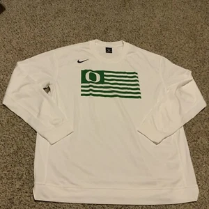 Nike Oregon Ducks “Flag” Shooter L/S Shirt White Men’s XL Used #33 - Picture 1 of 4