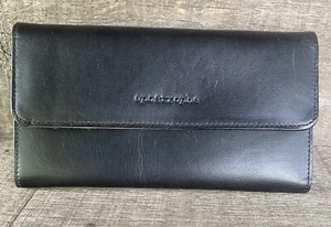 Genuine Leather Organizer Wallet Clutch Gold Checkbook Credit Card Zipper Snap - Picture 1 of 13