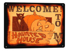 Haunted House Halloween Metal Sign cat scary funny vintage style wall decor 0472