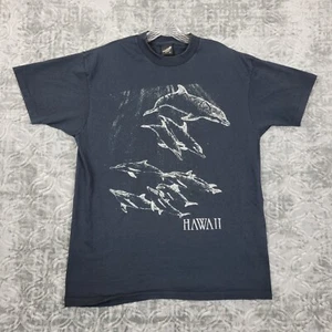 Vintage Diamond Dust Hawaii Shirt Adult XL Black Glitter Dolphin Single Stitch - Picture 1 of 9