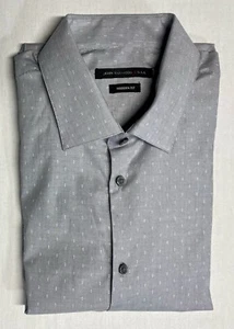 CAMICIA SPORTIVA UOMO JOHN VARVATOS COTONE GRIGIO MICROSTRIGHE 17,5”x34/35” - Foto 1 di 6
