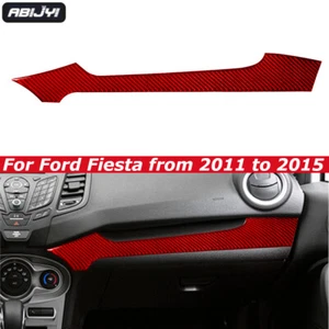 Panel de tablero interior rojo del lado del pasajero moldura de fibra de carbono para Ford Fiesta 2011-15 - Imagen 1 de 14