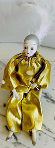 Vintage porcelain Clown doll “Porcelana De Cuernavaca”,Mexico, Gold Silk Dress - Picture 1 of 5