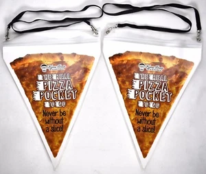 (LOT OF 2) Fancy Pants Funtime THE REAL PIZZA POCKET TO GO Necklace >Zips Shut< - Picture 1 of 3