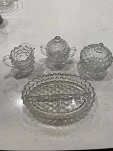 4 STÜCK VINTAGE HANDGESCHNITTEN SCHWERES BLEIKRISTALL SET CREMER ZUCKER SÜSSIGKEITEN GARNIEREN - Bild 1 von 9