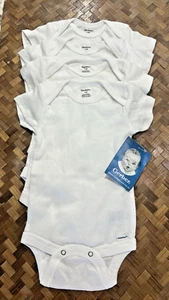 Gerber Baby 4 Pack Solid Onesie Bodysuits White 0-3M Craft Blanks Vinyl Gifts - Picture 1 of 4