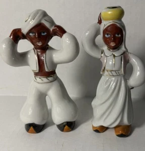 Keramik Figuren ~ Mann & Frau mit Turban "Made in Occupied Japan" 1945-52 - Bild 1 von 5