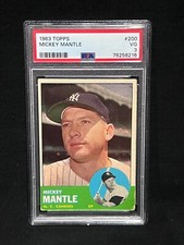 MICKEY MANTLE YANKEES 1963 TOPPS BASEBALL CARD #200 GRADED VERY GOOD VG PSA 3