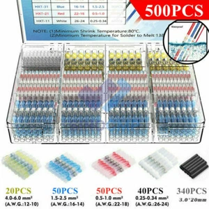 500X Wasserdicht Lötdichtung Wärmeschrumpf Draht Stoßklemme Verbinder Kit USA - Bild 1 von 7