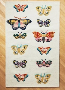 Tufted Butterfly Rug Hand Tufted Rug Tufted Wool Rug Hand Tuft Rug Animal Carpet - Picture 1 of 3