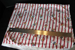 1 YARD VINTAGE rot & weiß Matrose Druck Stretch Strick Stoff Neu aus altem Lagerbestand - Bild 1 von 3