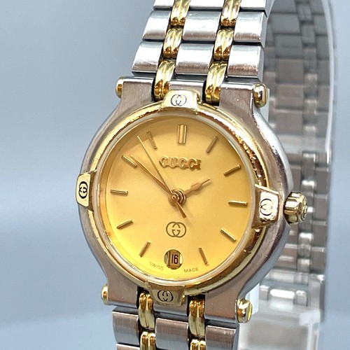 【Quasi Come Nuovo】 Orologio Donna GUCCI 9000L 25mm Quadrante Oro Data Quarzo DAL GIAPPONE