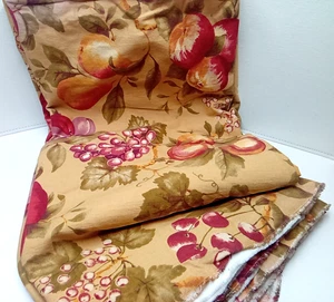 Fabric Yardage Fall Themed Fruits Plum Peach Pear Apple Cherry Cotton 4.44 Yards - Picture 1 of 15