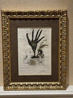 Salvador Dalí Firmado a Mano Edición Limitada/200 Flor de Arte Grabado Original Foto 1 de 4