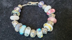 8.5" Trollbeads Bracelet With 19 Beads - Picture 1 of 6