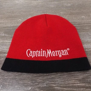 Captain Morgan Rum Hat Beanie Knit One Size Red Black Embroidered Logo - Picture 1 of 4